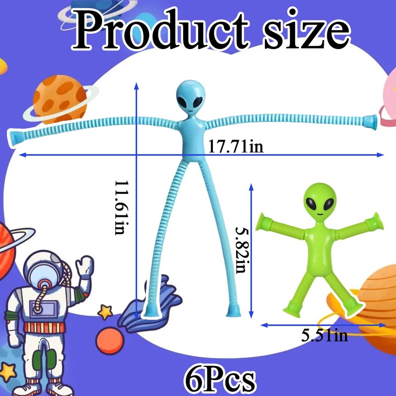 6 Pcs Telescopic Suction Cup Alien Toy, Sensory Fidget Toy