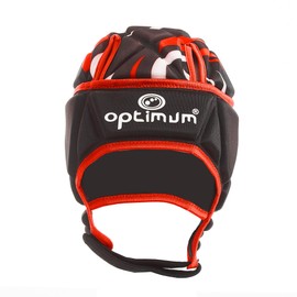 Optimum Junior Razor Rugby and Football Headguard - Full Coverage Scrum Cap | Breathable, Soft-Edged, Lightweight Protective Headgear Black/Red, Large