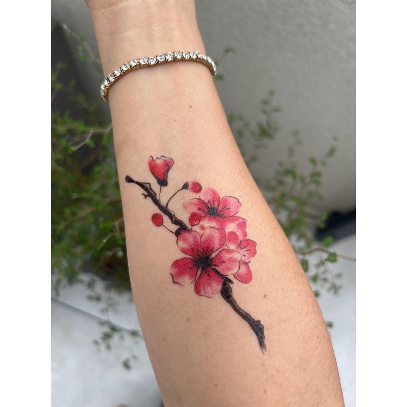 2 Blatt Temporary Blume Tattoo Kirschblüten Tattoo Rose Tattoo HB744X