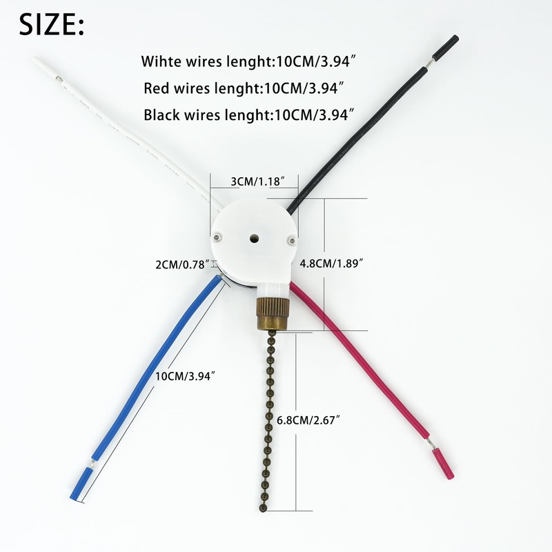 Ceiling Fan Switch Zing Ear ZE-208S E89885 3 Speed 4