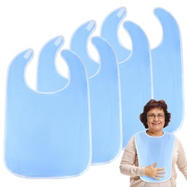 QWORK® Pack of 4 Bibs for Adults, Adjustable Terry Bibs, for Seniors, Disabled People