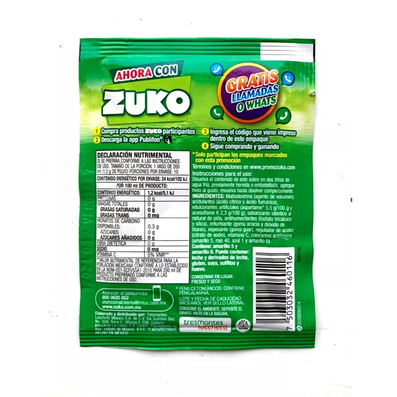 ZUKO 12-Pk ZUKO Piña / Pineapple ZUKO Powder Drink Flavor