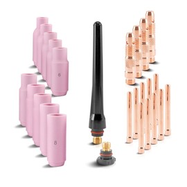 STAHLWERK WP-26 TIG Welding Accessories Welding Machine Wear Parts: Clamping Sleeves + Housing + Ceramic Nozzles for WP SR Binzel 17 18 26 TIG Welding Torch, Set of 26