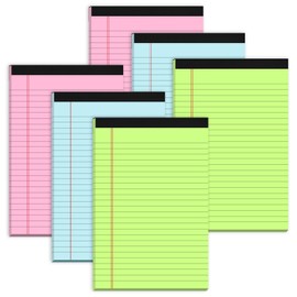 Small Legal Pads 5x8 Colored Note Pads, 6 Pack Small Notepads for Work, Pink Notepad 5x8 Mini Legal Pad, Colored Legal Pads 5x8 for Home Office Supplies, Lined Notebook Paper 5x8 Notes, 30 Sheets/Pad