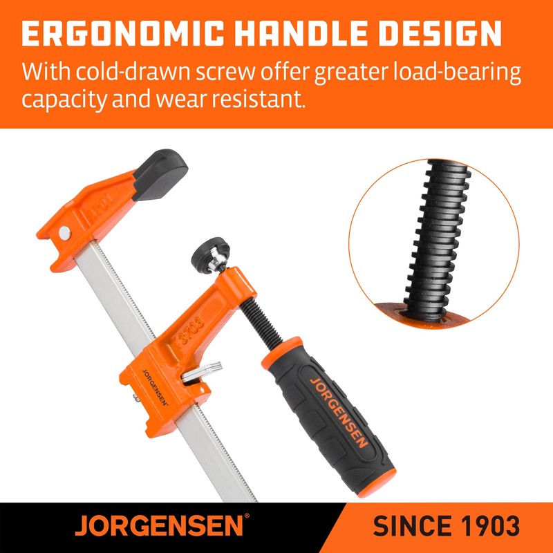 JORGENSEN 2-pack Steel Bar Clamps Set, 12-inch Medium Duty, 600