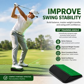Golf Swing Trainer for Weight Transfer – 15° Foot Pedal with Non-Slip Surface for Balance and Posture Practice