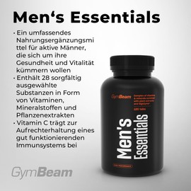 GymBeam GymBeam Men's Essentials Vitamin und Mineralienkomplex - Nahrungserg?nzungsmittel, komplexes Multivitamin speziell fr M?nner entwickelt, Tabletten mit 27 Inhaltsstoffen, 120 tabs