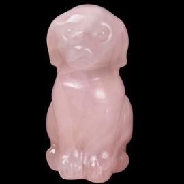 Ytbeoxk Hand-Carved Natural Rose Quartz Crystal Dog Sculpture for Spiritual Healing Energy Stone,Feng Shui Wealth Protection Figurine, Home,Office Desk Decor,Unique Gift for Pet Lovers,Birthday.