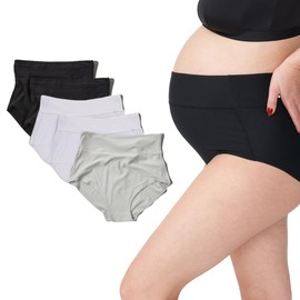 Bodily All-In Panty. High-Waist for Maternity, Postpartum & C-Section Recovery. TheBump's Best Postpartum Underwear. (L, 5, Black/Lavender Haze/Grey)