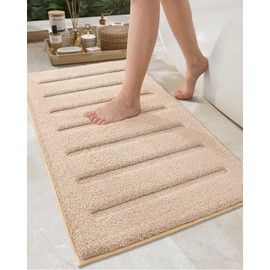 COLOR&GEOMETRY Bath Mat Non Slip Washable, 44 x 76 cm Standard Sized Beige Bathroom Mat Soft, Super Absorbent Bathroom Rug Shower Mat Outside Shower