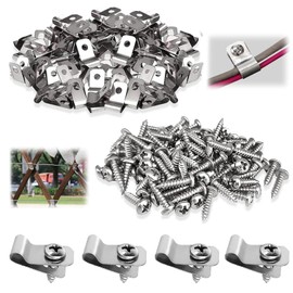 Wire Fence Clips Wire Mesh Clips, 150Pcs Agricultural Fencing Mounting Clips, Stainless Steel Screw Wire Clamps with Screwsfor Welded Wire to Wood, Metal or Vinyl Fence