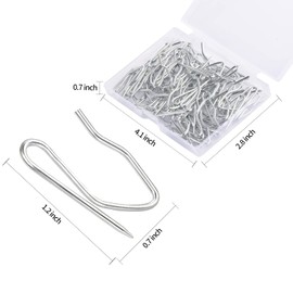 58pcs Metal Curtain Hooks, Sopito 1.2 Inch Drapery Pin and Hook for Pleated Drapes, Stainless Steel Door/Window/Shower Curtain, Silver