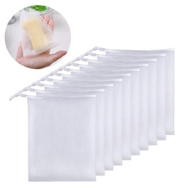 SHULLIN Pack of 10 Soap Bags, Nylon Soap Bags, Soap Net, Soap, Mesh Bag, Natural Soap Bags for Foaming and Drying Soap and Facial Cleanser, Exfoliating Massage