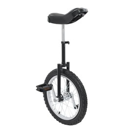 WsrrLun 16" Adjustable Outdoor Wheel Unicycle 110lbs Professional Manganese Steel Unicycle with Anti-Slip Pedals & Ergonomic Seat for Urban Riding Fitness Balance Training (Black)