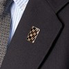 Chess Board Pieces Pattern Metal Rectangle Lapel Hat Pin Tie