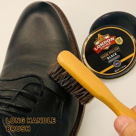 Horse Hair Shoe Care Kit - 4 Pcs Horsehair Shoe Brush Set, Premium Brushes to Clean & Buff Leather Shoes, Boots & Accessories (Large Brush, Long Handle Brush, Dauber & Cleaning Cloth).