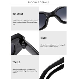 MG.Haus Sunglasses Women's Vintage Rectangular Sunglasses 90s Retro Slim Glasses UV400 Protection Sunglasses Small Rectangular Sunglasses for Women Men Unisex, black