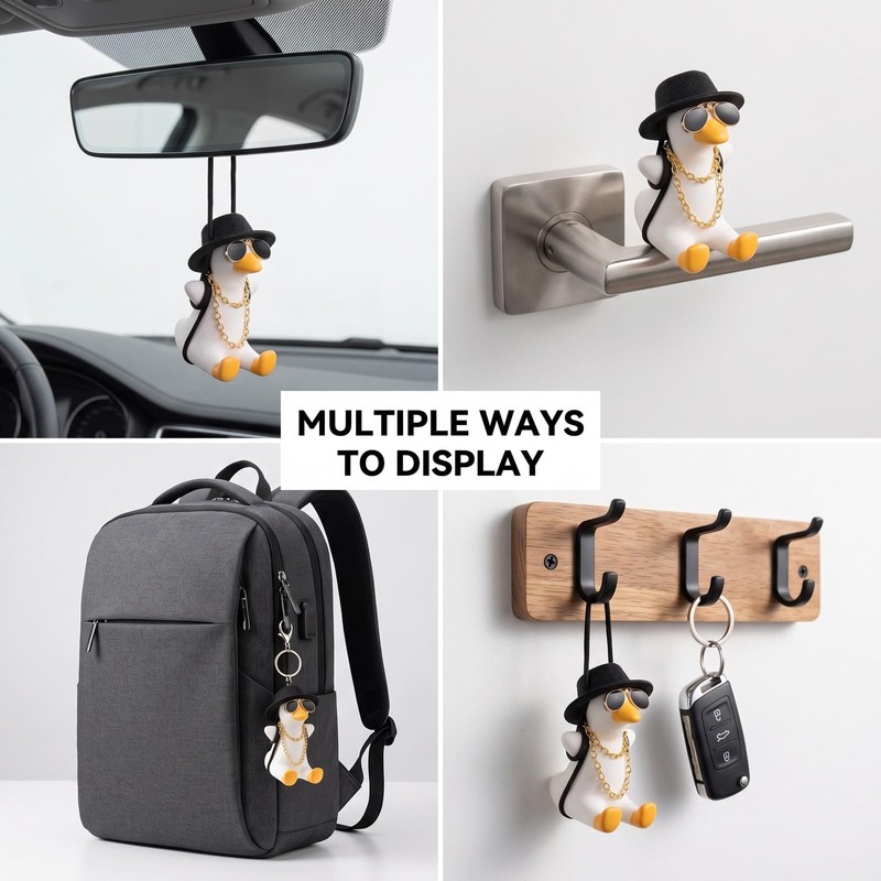 1 Pack Swing Duck Rear View Mirror Hanging Ornament, Rear