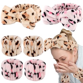 WHAVEL 6PCS Spa Headband and Wristband Set, Face Wash Headband Makeup Skincare Headband Wrist Bands for Washing Face
