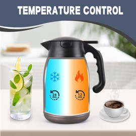 Thermal Coffee Carafe-56oz Thermal Coffee Carafe, Insulated Stainless Steel Coffee Carafes For Keeping Hot/Double Walled Vacuum Coffee Carafe Bpa free(oatmeal)