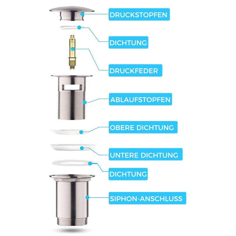 Keymark Universal Drain Fitting with Overflow Brushed Nickel - Keymark