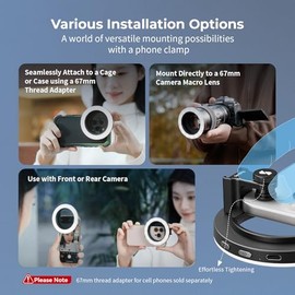SmallRig Vibe P30 - Luz LED de video de 67 mm, luz compacta de tamaño de polvo bicolor con alto CRI ≥90, compatible con soportes de teléfono de 67 mm,