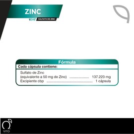 VITO | Zinc 50 mg | Para la Prevención y Tratamiento de las Deficiencias de Zinc | Medicamento Vitamínico | Frasco con 60 cápsulas
