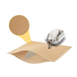DOTPURFECT Cat Litter Mat, Double Layer Waterproof Urine Proof Trapping Mat, Non-Slip Design, Reduces Litter Scatter, Easy to Clean, 29.9 * 35.8 Inch, Beige