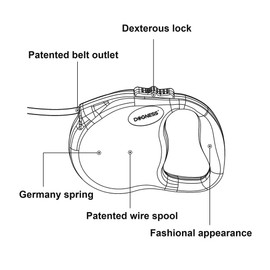 Luklan DOGNESS Dogness Stretch Leash Modern Medium Polka Dot Dog Walking Weight up to 44.1 lbs (20 kg)