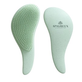 Apigreen Cepillo Desenredante Biodegradable para Cabello Seco y Húmedo | Cerdas Flexibles Antitirones | Cepillo Ecológico para Adultos y Niños, Forma Ergonómica