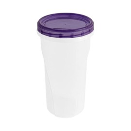 HomeyGear [48 Oz - Purple - 2 Pk] Large Deli Food Storage Screw And Seal Containers 48 Oz Stackable Reusable Mirowave Dishwasher Safe Quality Plastic Twist Cap Canisters 2 Pack