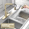 AVSIILE Brushed Gold Waterfall Kitchen Faucets with Pull Down Sprayer