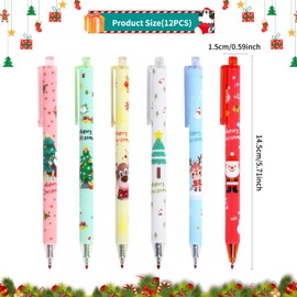 TSLBW 12 Pcs Christmas Gel Ink Pens Cartoon Santa Reindeer Christmas Tree Marker Pen Xmas Party Favor Gift School Office Family Stationery Supply Party Bag Filler (A)