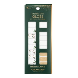Dashing Diva Gloss Nail Strips - Mistletoe Kiss | UV Free, Chip Resistant, Long Lasting Gel Nail Stickers | Contains 32 Nail Wraps, 1 Prep Pad, 1 Nail File