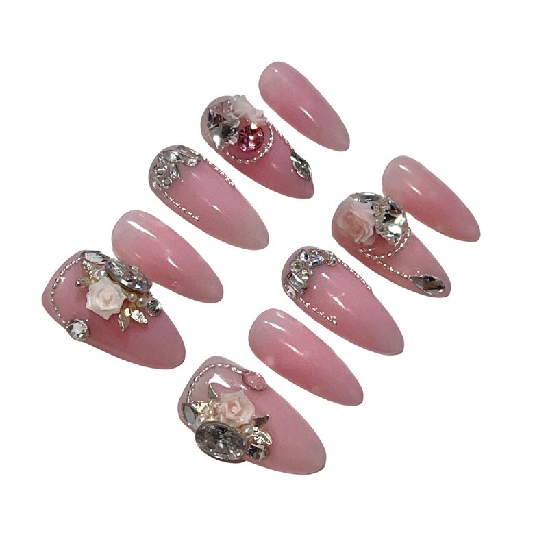 Cheongcho Petal Handmade Nail Tips - Round / 청초페탈 수제네일팁