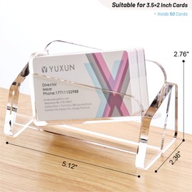 YUXUN Business Card Holder for desk,Creative Acrylic Slanted Business Card Display Stand for Woman and Man,Organize 50 cards-Clear,1 Pack