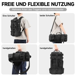 KOMCLUB Angelrucksack Angelgerät Aufbewahrungstasche, Umhängetasche Angelausrüstung,Rutenaufbewahrung, Werkzeugtasche zum Angeln Wandern Jagen Camping (Schwarz)
