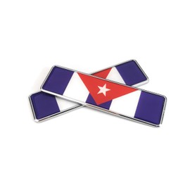2 PCS Metal Cuba Cuban Flag Emblem Sticker Decals for Vehicle Auto Car Front Fenders Bumper Side Window Trunk Boot Tailgate 104.5x30mm