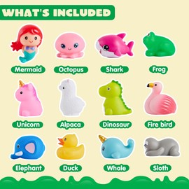 JOYIN 12 PCS Light Up Bath Toys, Toddler Flashing Colourful LED Bathtub Mermaid Toy, Baby Bathtime Floating Rubber Shower Gifts for Infant Kids Boy Girl Valentines Easter Gifts Swimming Pool Party