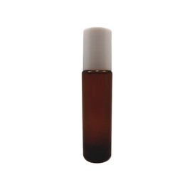 Perfume Studio® Set of Translucent Amber Glass Roll Ons with Metal Ball Applicators- Ideal for Essential Oil - 10 ml (3, White Cap)
