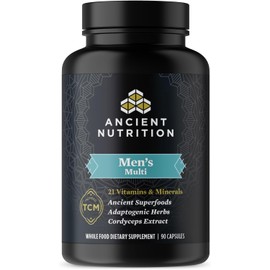Ancient Nutrition Multivitamínico para hombres, vitamina D, C, E, B12, zinc, magnesio, apoya la salud saludable del sistema inmunológico y los huesos, 90 unidades