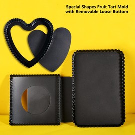 Makidar Special Shapes Fruit Tart Pan with Removable Loose Bottom Non-stick Carbon Steel (12 inch Rectangle)