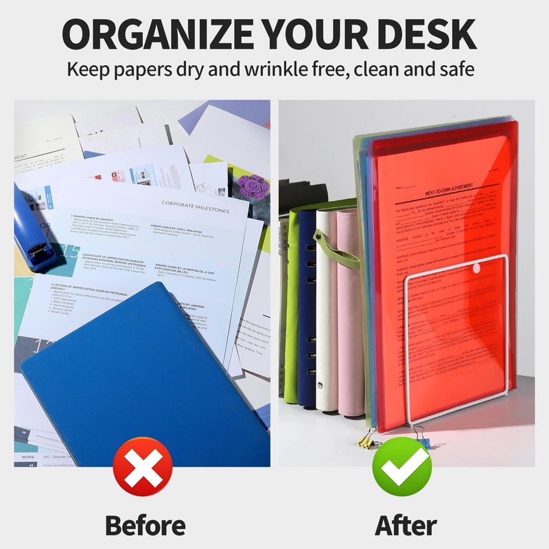 LEOBRO Plastic File Folders for Documents, 4 PCS File Folders,