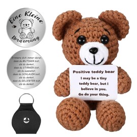 Lucky Charm Bear Bag Hug Gift for Women, Creative Knitted Wool Bear Doll, Fun Encouragement Gift for Children Lucky Charm Exam, Early Recovery Gift, Entrance Gift