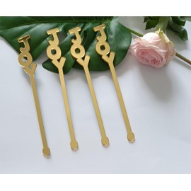 20pcs of Joy Swizzle Sticks,Christmas Stir Sticks,Wedding Decor Drink Stirrers Swizzle Sticks,Event Party Bar Decor (Gold Mirror)