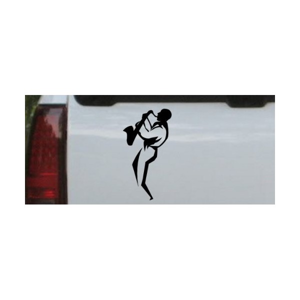 Black 10in X 5.3in - Jazz Man with Saxophone Music