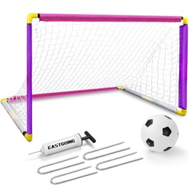 Eastgoing Portable Soccer Goal Set- Backyard + Indoor Outdoor Mini Soccer Net with Net, Ball, and Pump.Youth Soccer Goal Sets for Kids-48" x 30"