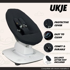 Ukje Protective Swing Cover Compatible with 4moms RockaRoo or MamaRoo 5, Multi-Motion Baby Swing, Baby Swing Liners, Baby Rocker Cover, Easy to Install, Easy to Wash, Handmade in Europe - Black