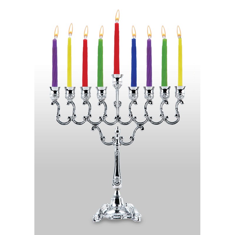 Ner Mitzvah Hanukkah Menorah Candles Dreidels, Chanukah Guide Complete Set