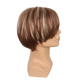 Yuehong - Peluca de pelo corto y liso, color marrón